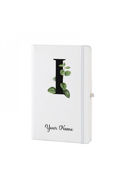 Dekormarket Personalized White Notebook with Initial “I”