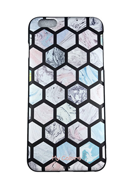 OEM Carcasă compatibilă cu iPhone 6Plus, silicon cu relief, marmură hexagonal...