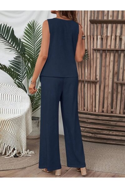 ALPACO Γυναικείο Σετ Μπλούζα και Παντελόνι με Ασύμμετρη Λεπτομέρεια με Κουμπιά - ΣΥΛΛΟΓΗ