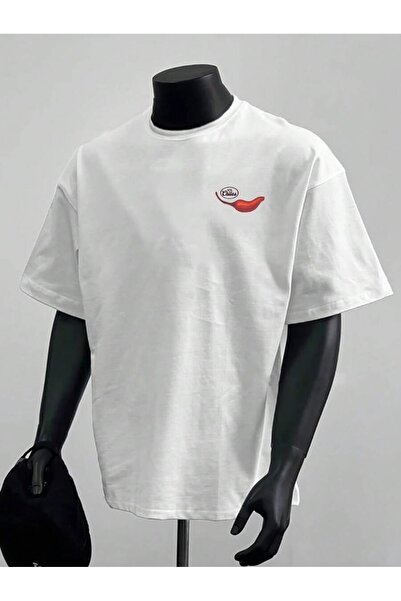 OVER HEAD Men's White Almeria Printed Oversized T-Shirt