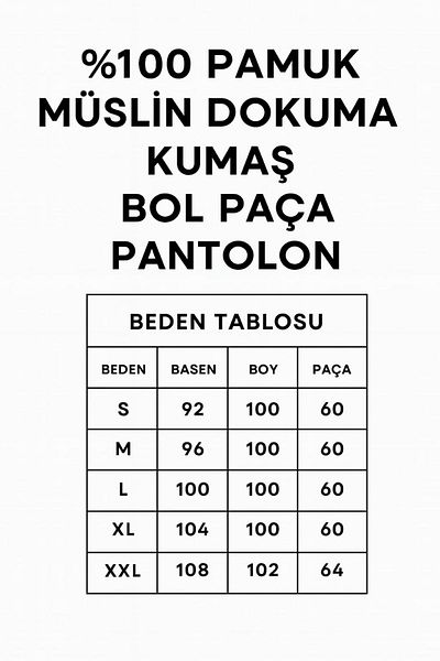 enmodaiçgiyim Petrol Blue 100% Cotton Muslin Fabric Wide Leg Comfortable Fit Women's Trousers with Two Pockets