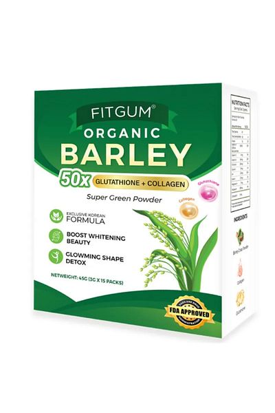 Fitgum Organic Barley 50X Glutathione + Collagen Super Green Powder