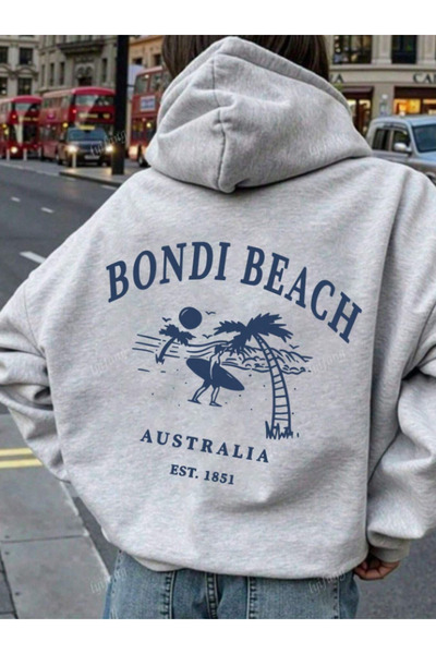 Marco Fresco Bondi Beach Printed Cotton Oversized Hooded Sweatshirt Hoodie