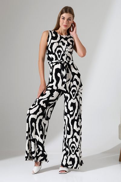 Planet Prestige Zebra Patterned Belted Jumpsuit