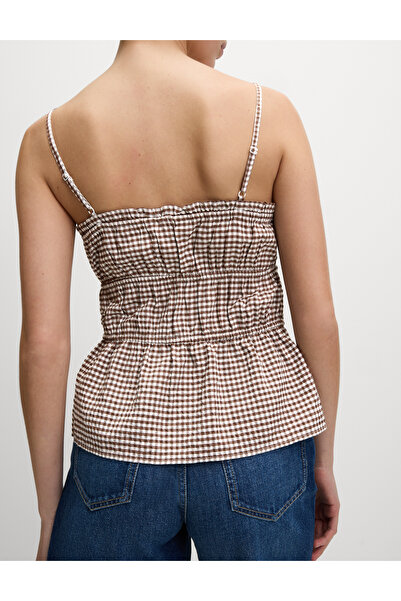 Marks & Spencer Modal Görünümlü Pötikare Bağlamalı Bluz