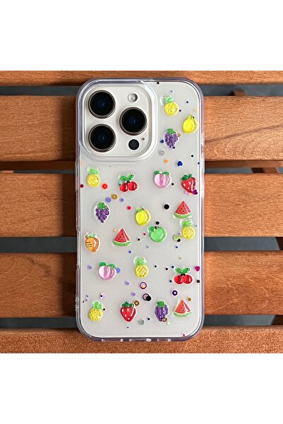 EDELFU حافظة هاتف من السيليكون الشفاف بنمط الفاكهة ثلاثية الأبعاد متوافقة مع هاتف iPhone 16 Pro Max