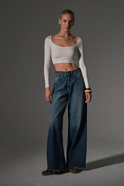 Maule Voľný strih Široké nohavice Ležérne Džínsy Palazzo s vysokým pásom Ležérne dámske nohavice @Plaza