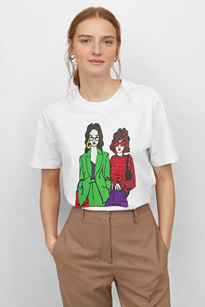 CLASSY.MODA Γυναικείο μπλουζάκι με στάμπα δύο χαρακτήρων, oversize, μόδας του...