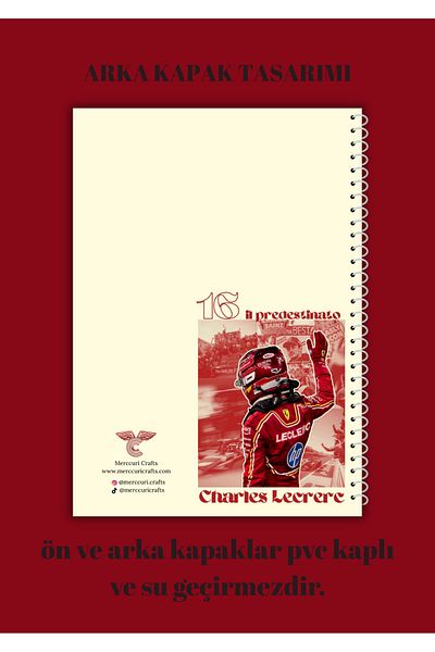 merccuri crafts Charles Leclerc A4 Spiral School Notebook 50 Sheets - Lined Pvc Coating Waterproof