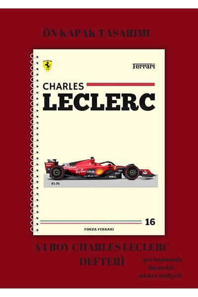 merccuri crafts Charles Leclerc A4 Spiral School Notebook 50 Sheets - Lined Pvc Coating Waterproof