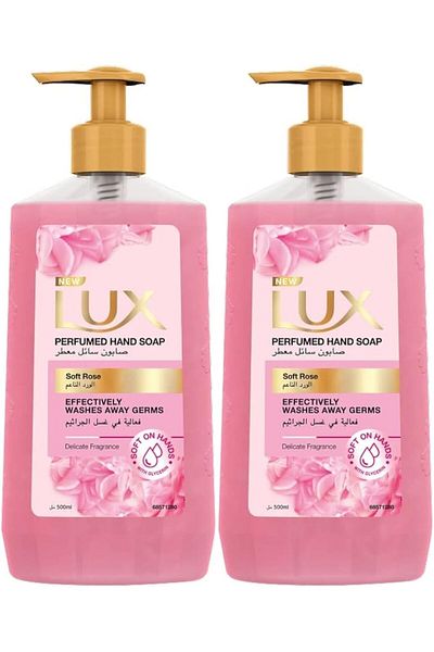 LUX Liquid Hand Wash, Soft Rose, Antibacterial, Enriched with Glycerin, 500ml (Pack of 2)