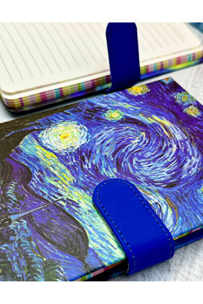 ZeCo Collection Van Gogh Starry Night Patterned Striped Hard Cover Magnet Notebook