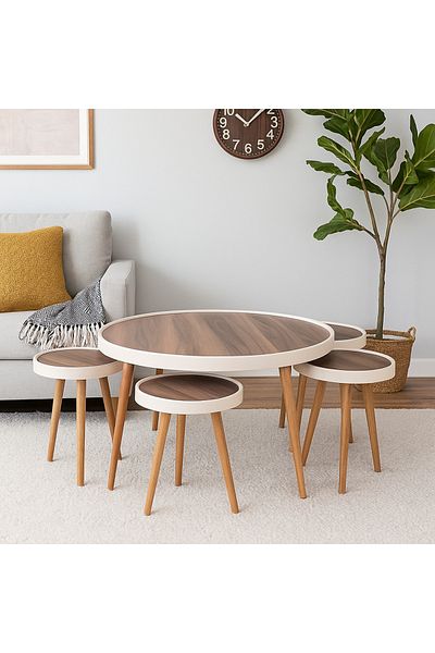 Vi Markets Turkish wooden table set - white edges