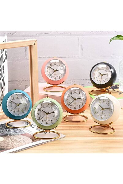 Wolawood Modern Renkli Quartz Masa Saati Lüks Dekoratif Şık Metalik Standlı I...