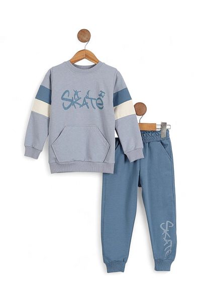 Ege Bebek Boys' Seasonal Skate Printed Sweatshirt, 7-10 Years Old Tracksuit Set