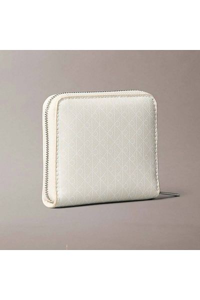 Calvin Klein Women's Monogram Patterned Zippered Wallet - Cream