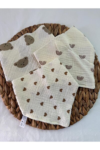 vikivin bebe مجموعة من 3 أوشحة أطفال من الموسلين/مريلة اللعاب