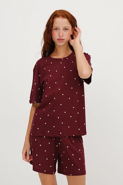 Addax Heart Patterned Shorts Pajama Set Ş119