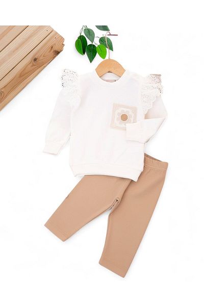Ege Bebek Baby Girl Floral Pocket Detailed Ribbed Tights 6-9-12-18-24 Months Seasonal Girl Set