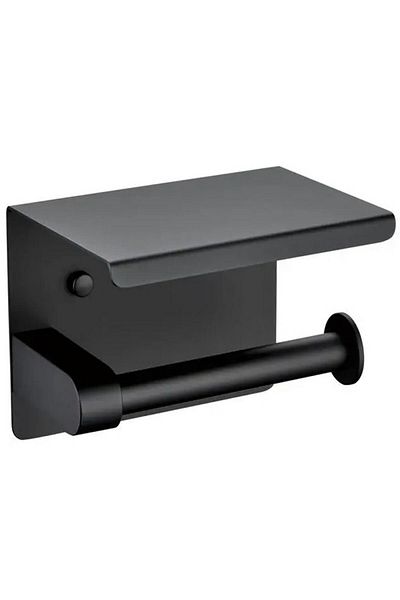Aptel Toilet paper holder, integrated shelf, stainless steel, black, 14×9.7×9.5 cm