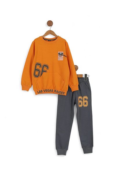 VOY KİDS Boys' 2-10 Years Seasonal Printed Sweatshirt, 7-10 Years Tracksuit Set