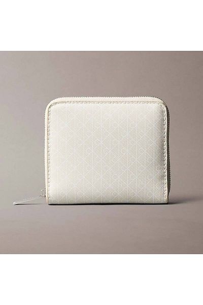 Calvin Klein Women's Monogram Patterned Zippered Wallet - Cream