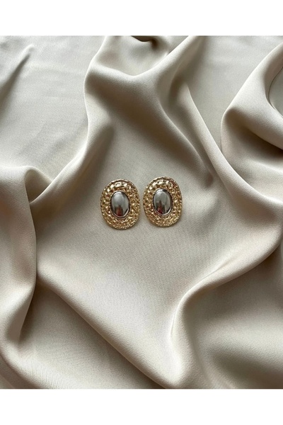 luxyansımalar Çift Renk Detaylı Oval Küpe