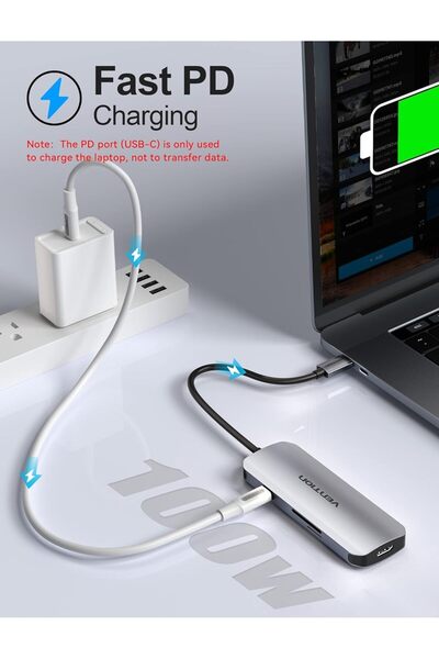 Vention 7-in-1 USB-C Docking Station 0.15M 4K@30Hz HDMI 5Gbps USB 3.0*3, SD/TF Card Reader
