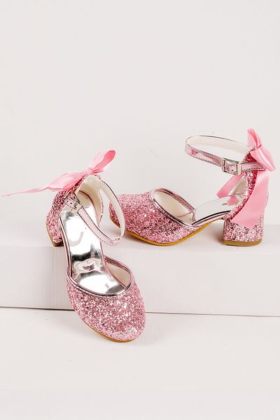 NS Little Glittery and Bow Girls' High Heels, Evening Dress Shoes, New Season