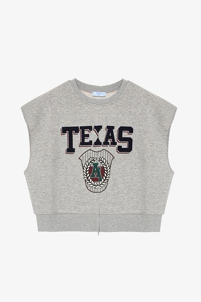 Quzu Texas Printed Ribbed Waist Sleeveless Sweatshirt Grimelange