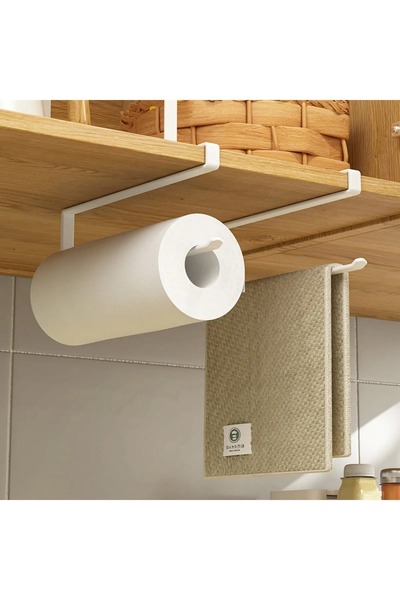 BİODATA Suport pentru prosoape de hârtie și suport pentru căni pentru ușa dulapului – Suport multifuncțional – Organizator de bucătărie
