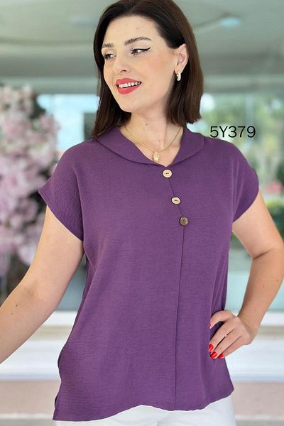 İnce Topuk Button Detail Aerobin Blouse 5Y379