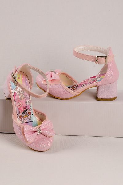 NS Little Girls' Labubu Printed Heeled Shoes, Girls' Evening Dress Shoes