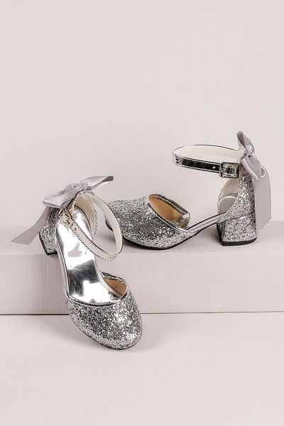 NS Little Glittery and Bow Girls' High Heels, Evening Dress Shoes, New Season