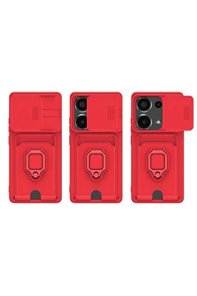 CepteToptan Myt09 Xiaomi Redmi Note 13 Pro 4g Case Zuma Silicone with Ring and Business Card Holder - Navy Blue