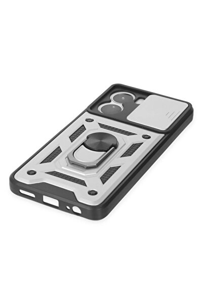 CepteToptan Myt09 Vivo Y16 Case Pars Silicone with Lens Ring - Silver