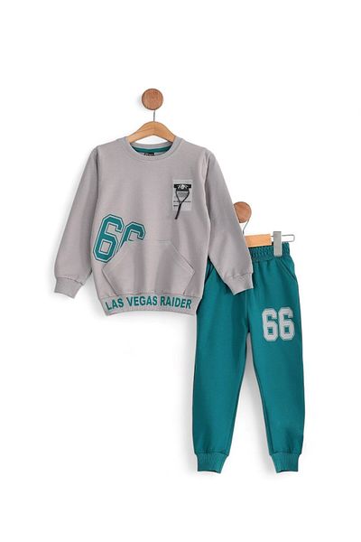 VOY KİDS Boys' 2-10 Years Seasonal Printed Sweatshirt, 7-10 Years Tracksuit Set