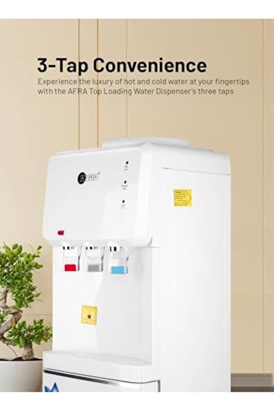 Afra Top Loading Water Dispenser with Bottom Refrigerator 3 Tap Heating Power 550w Cooling Power 100