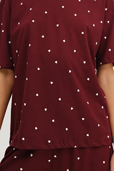 Addax Σετ πιτζάμα με σορτς με σχέδιο καρδιάς Ş119