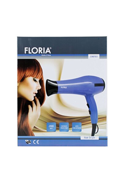 Floria Uscător de păr cu protecție la supraîncălzire, putere 2000W, albastru / ZLN 8983