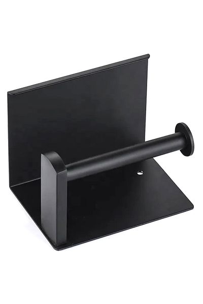 Aptel Toilet paper holder, integrated shelf, stainless steel, black, 14×9.7×9.5 cm