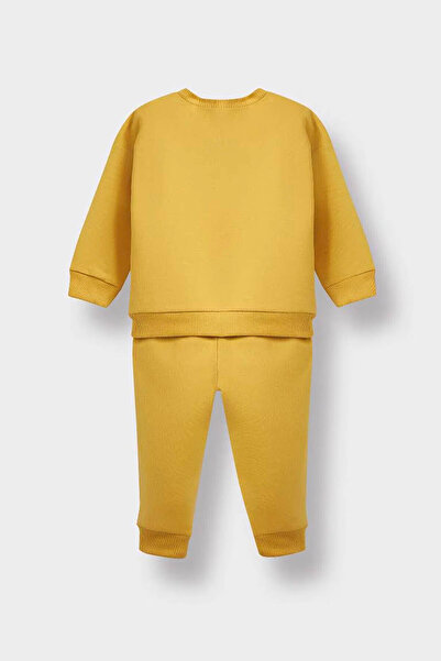 DeFacto 2-Piece Dinosaur Printed Sweatshirt Sweatpants Yellow Baby Boy Bottom-Top Set E9264A5/Yl310