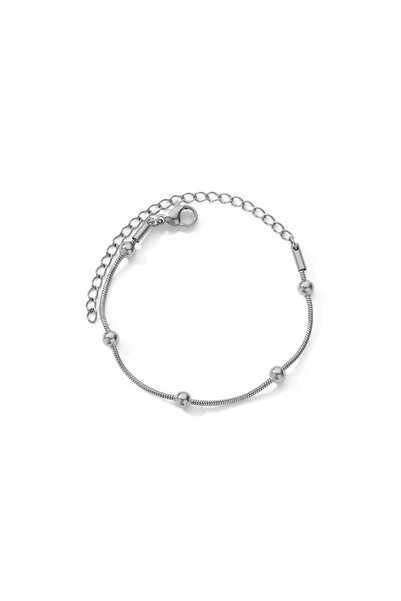 Choice1 سوار دائري من الفولاذ المقاوم للصدأ B1607P بطول 19 سم، مزين بخرز، للن...