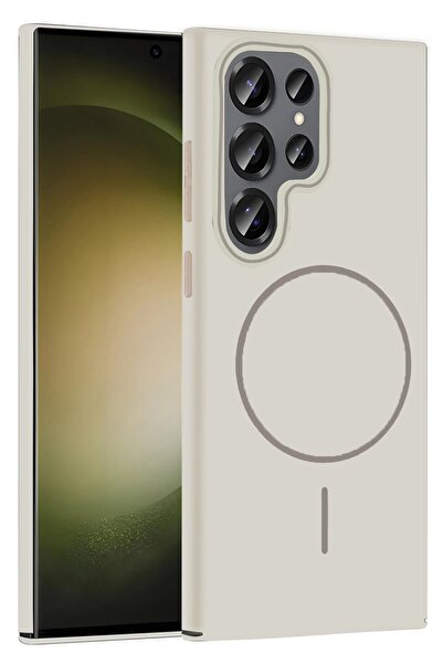 CepteToptan Myt09 Samsung Galaxy S24 Ultra Broş Magsafe Cover - Cream