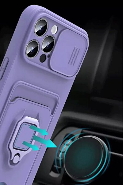 CepteToptan Myt09 Xiaomi Redmi Note 13 Pro Plus Case Zuma Silicone with Ring and Card Holder - Red