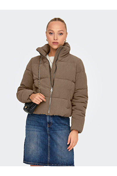 ONLY Dolly Corduroy Puffer Stand Collar Tan Women's Coat 15304768