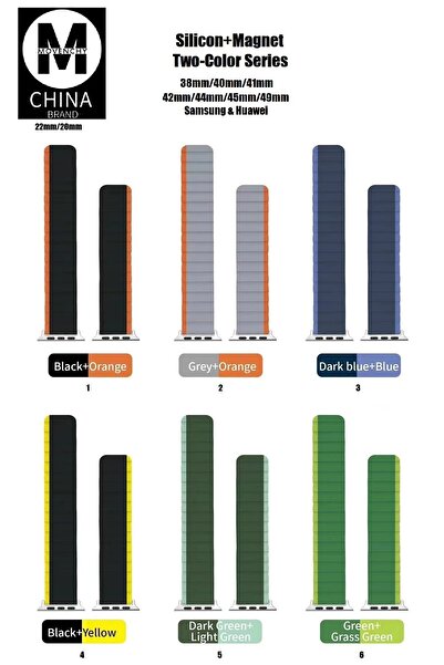 CepteToptan Myt09 Apple Watch 42mm Mo-Wb1 Dual Color Magnetic Silicone Band - Grey-Orange