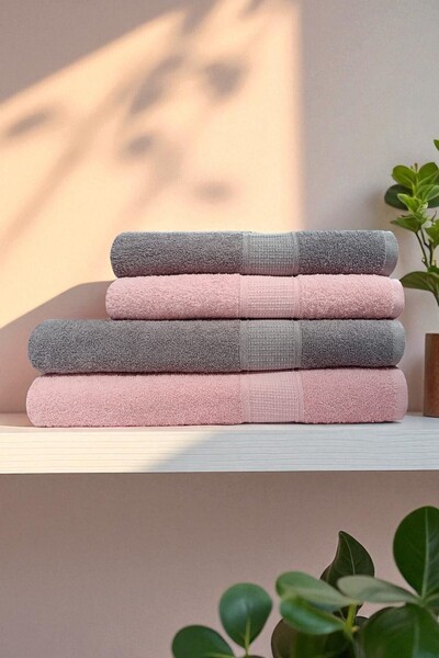 asev tekstil 90X150 & 50X90 cm - Honeycomb 4-Piece Bath Towel Set