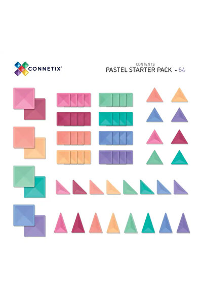 Connetix Pastel Başlangıç Seti - 64 Parça CON-EU-P64
