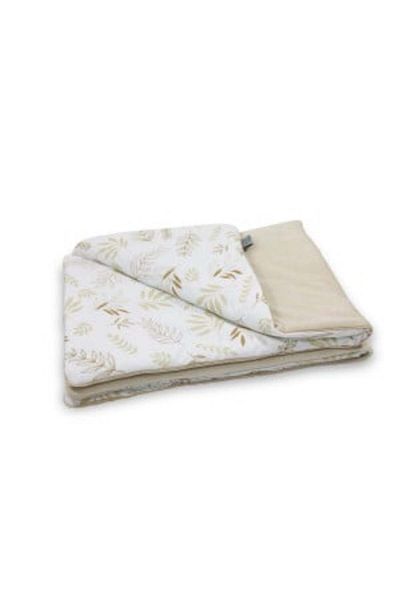 NO BRAND Double Baby Blanket, Cotton and Velour, 75 x 100 cm, Tiny Star Grain & Ivory